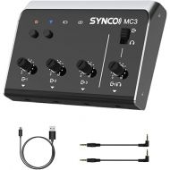 SYNCO Audio Mixer, 4-Channel Portable Stereo Line Mixer for Microphones Smartphones Tablets Mini Earphone Splitter with Type-C Charging 3.5mm Monitoring Mini Audio Mixer Headphone Amplifier