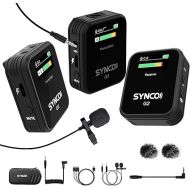 SYNCO G2(A2) 2.4GHz-Wireless-Lavalier-Microphone TFT Screen with 1 Receiver，2 Transmitter/2 External Lav-Mic,Low Cut Filter Function for DSLR Cameras Camcorders Smartphones and Tablets Recorder…