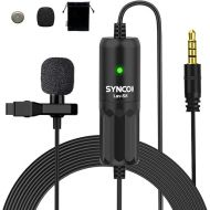 SYNCO Lavalier Microphone for Camera, Lav S8 Lapel Mic iPhone Camera PC Android Noise Reduction Auto-Pairing Clip-on Omnidirectiona YouTube Interview Vlogging, Lavalier-Microphone-Lapel-Mic-Camera