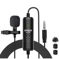 SYNCO Lapel Mic Professional, Lav S6E Omnidirectional Condenser Lapel Mic Recording Mic Compatible with iPhone iPad Video 6M/ 19.7ft Cable, Lavalier-Microphone-Omnidirectional-Recording-Mic