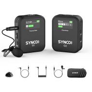 SYNCO Wireless Lavalier Microphone, G2(A1) 2.4G Lavalier 1 Transmitter & 1 Receiver Lapel Mic for Vlog Streaming YouTube for DSLR Camera Smartphone Tablet, Wireless-Lav-Mics-for-Camera