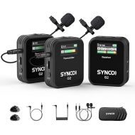 SYNCO Wireless Lavalier Microphone, G2(A2) 2.4G Dual Transmitter 48KHz 24Bit Lapel Mic 656FT 8H for Online Class Vlog Stream YouTube for Camera Smartphone Tablet