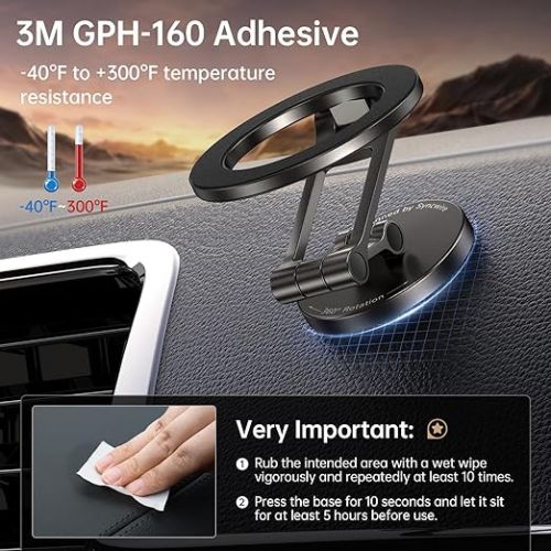  SYNCWIRE Fits MagSafe Car Mount for Car Dash&Tesla Screen, [All-Metal] Foldable Magnetic Phone Holder for Car, 360° Rotation Car Mount Strong Magnets Car Phone Holder Fits iPhone 15 14 13 12 Pro Max