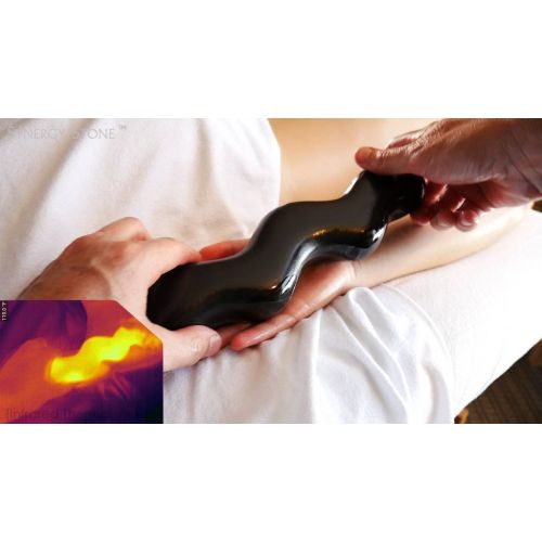  SYNERGY STONE (Original Black) Heat-Wave Synergy Stone - Pro Hot Stone Massage Tool - Gets Hot Fast - Radiates Deep Heat for Muscle Tension Relief - Best Grip for Massage with Oil on Skin - Free