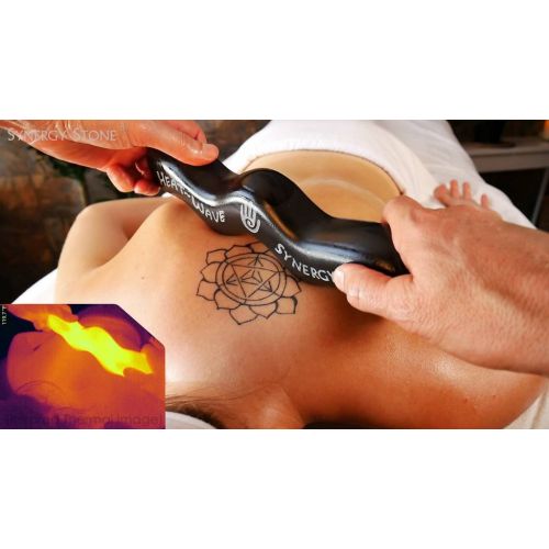  SYNERGY STONE (Original Black) Heat-Wave Synergy Stone - Pro Hot Stone Massage Tool - Gets Hot Fast - Radiates Deep Heat for Muscle Tension Relief - Best Grip for Massage with Oil on Skin - Free