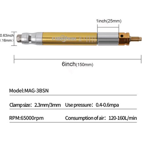  [아마존베스트]SYPARTS Air Tool Micro Air-powered Pencil Die Grinder Tool Pneumatic 70000 RPM 3mm