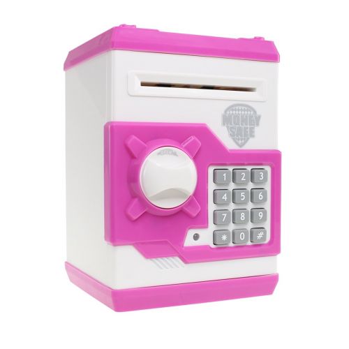  SZAT PRO Pink Electric Electronic Piggy Bank Kids Girls Money Safe Box Jar Coins Cashes Bills Password Key Code ATM Saver Toy