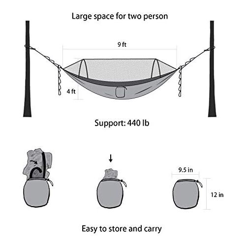  SZDPC Outdoor tragbare automatische schnell oeffnende Moskitonetz Hangematte Gartensofa Schaukel einfaches Zelt auf dem Baum Fallschirm Tuch Anti-Moskito-Schaukel Hangematte (Blau)