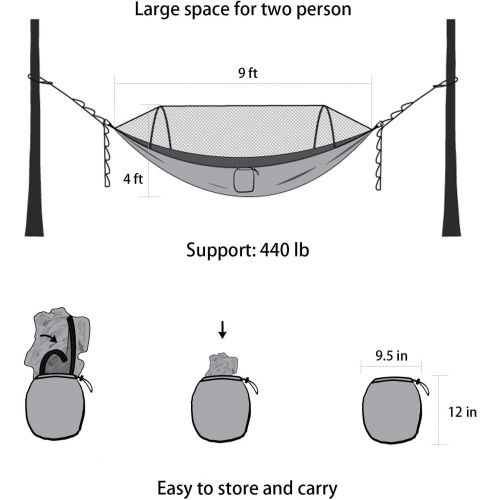  SZDPC Outdoor tragbare automatische schnell oeffnende Moskitonetz Hangematte Gartensofa Schaukel einfaches Zelt auf dem Baum Fallschirm Tuch Anti-Moskito-Schaukel Hangematte (Blau)