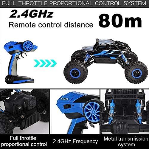  [아마존베스트]SZJJX RC Cars Off-Road Remote Control Car Trucks Vehicle 2.4Ghz 4WD Powerful 1: 18 Racing Climbing Cars Radio Electric Rock Crawler Buggy Hobby Toy for Kids Gift-Blue
