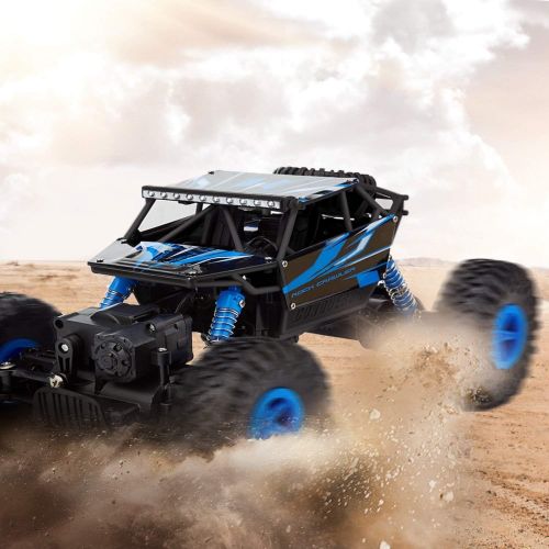  [아마존베스트]SZJJX RC Cars Off-Road Remote Control Car Trucks Vehicle 2.4Ghz 4WD Powerful 1: 18 Racing Climbing Cars Radio Electric Rock Crawler Buggy Hobby Toy for Kids Gift-Blue