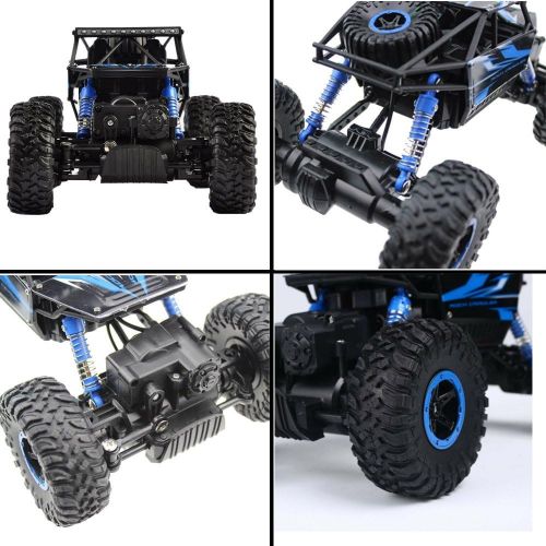  [아마존베스트]SZJJX RC Cars Off-Road Remote Control Car Trucks Vehicle 2.4Ghz 4WD Powerful 1: 18 Racing Climbing Cars Radio Electric Rock Crawler Buggy Hobby Toy for Kids Gift-Blue