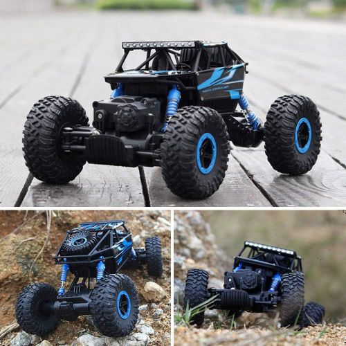  [아마존베스트]SZJJX RC Cars Off-Road Remote Control Car Trucks Vehicle 2.4Ghz 4WD Powerful 1: 18 Racing Climbing Cars Radio Electric Rock Crawler Buggy Hobby Toy for Kids Gift-Blue