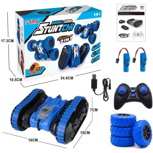  SZJJX Remote Control Car 2 in 1 Tire Switching RC Stunt Cars 4WD 2.4Ghz Double Sided Rotating Vehicles 360° Flips, Kids Toy Trucks with Headlights for Boys 8-12