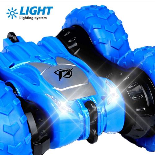  SZJJX Remote Control Car 2 in 1 Tire Switching RC Stunt Cars 4WD 2.4Ghz Double Sided Rotating Vehicles 360° Flips, Kids Toy Trucks with Headlights for Boys 8-12