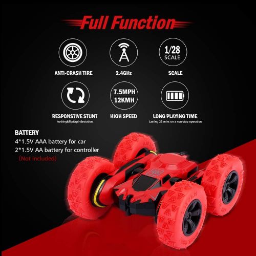  SZJJX Remote Control Car Truck 4WD RC Stunt Car 2.4Ghz Double Sided Rotating 360° Flips 7.5Mph Racing Vehicles, Kids Toy Cars Gift for Boys & Girls Birthday (Battery Not Included)