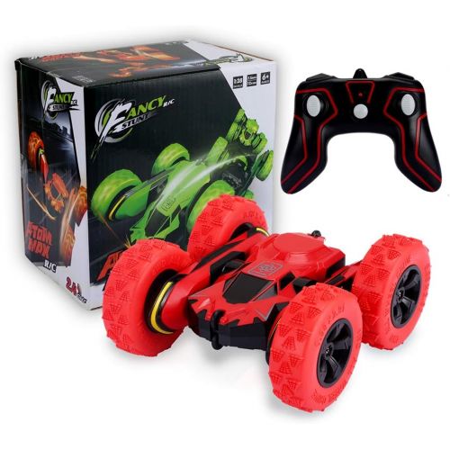  SZJJX Remote Control Car Truck 4WD RC Stunt Car 2.4Ghz Double Sided Rotating 360° Flips 7.5Mph Racing Vehicles, Kids Toy Cars Gift for Boys & Girls Birthday (Battery Not Included)