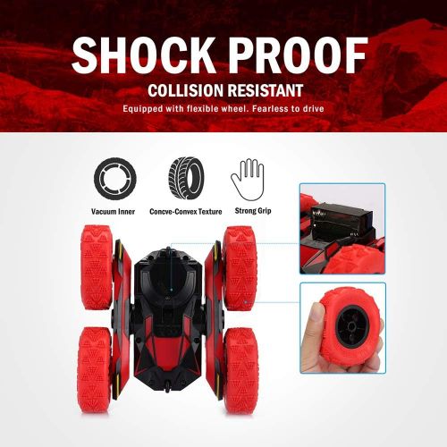  SZJJX Remote Control Car Truck 4WD RC Stunt Car 2.4Ghz Double Sided Rotating 360° Flips 7.5Mph Racing Vehicles, Kids Toy Cars Gift for Boys & Girls Birthday (Battery Not Included)