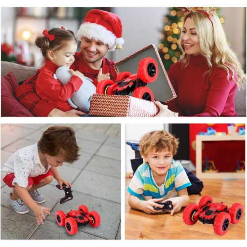  SZJJX Remote Control Car Truck 4WD RC Stunt Car 2.4Ghz Double Sided Rotating 360° Flips 7.5Mph Racing Vehicles, Kids Toy Cars Gift for Boys & Girls Birthday (Battery Not Included)