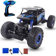 SZJJX Remote Control Car 2.4Ghz RC Cars 4WD Powerful All Terrains RC Rock Crawler Electric Radio Control Cars Off Road RC Monster Trucks toys with 2 Batteries for Kids Boys Blue