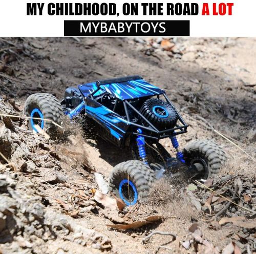  SZJJX Remote Control Car 2.4Ghz RC Cars 4WD Powerful All Terrains RC Rock Crawler Electric Radio Control Cars Off Road RC Monster Trucks toys with 2 Batteries for Kids Boys Blue