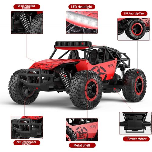  SZJJX Remote Control Car for Boys Girls, 20+ Km/h High Speed RC Trucks Car, 1:14 Scale Fast All Terrains Off Road Monster Crawler Vehicle Toy with Headlights 2 Batteries for Adults