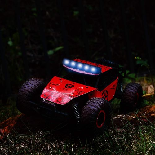  SZJJX Remote Control Car for Boys Girls, 20+ Km/h High Speed RC Trucks Car, 1:14 Scale Fast All Terrains Off Road Monster Crawler Vehicle Toy with Headlights 2 Batteries for Adults