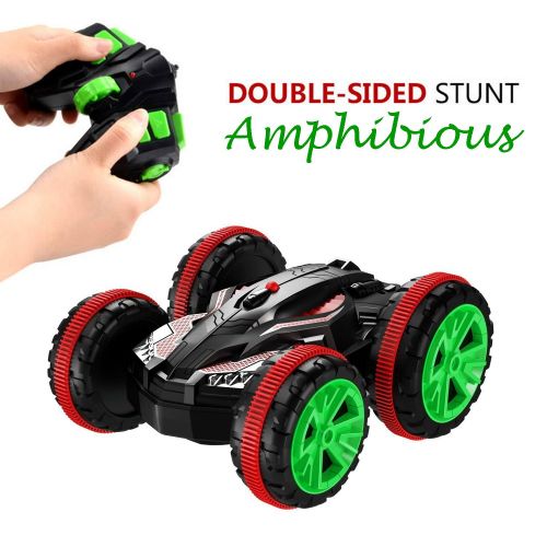  Stunt Car SZJJX 2.4Ghz 4WD RC Car Boat 6CH Remote Control Amphibious Off Road Electric Race Double Sided Car Tank Vehicle 360 Degree Spins and Flips Land & Water