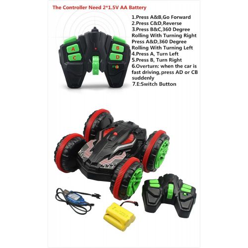  Stunt Car SZJJX 2.4Ghz 4WD RC Car Boat 6CH Remote Control Amphibious Off Road Electric Race Double Sided Car Tank Vehicle 360 Degree Spins and Flips Land & Water