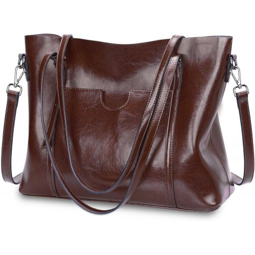  [아마존 핫딜]  [아마존핫딜]S-ZONE Women Genuine Leather Top Handle Satchel Daily Work Tote Shoulder Bag Large Capacity