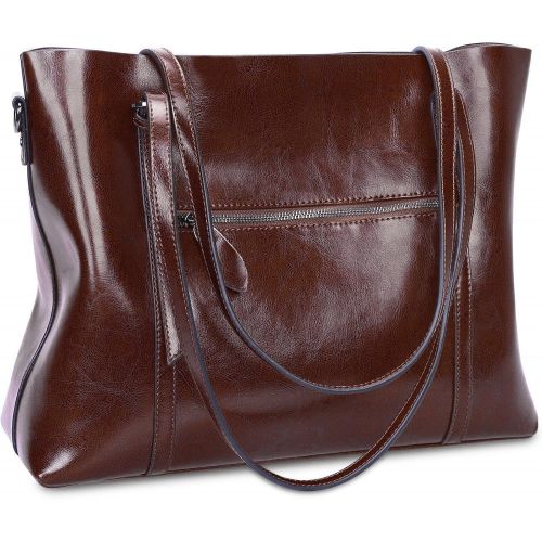  [아마존 핫딜]  [아마존핫딜]S-ZONE Women Genuine Leather Top Handle Satchel Daily Work Tote Shoulder Bag Large Capacity