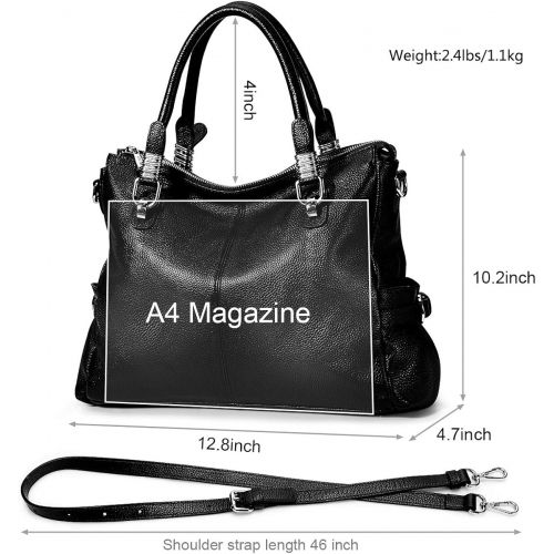  [아마존 핫딜]  [아마존핫딜]S-ZONE Womens Vintage Genuine Leather Handbag Shoulder Bag Satchel Tote Bag Purse Crossbody Bag