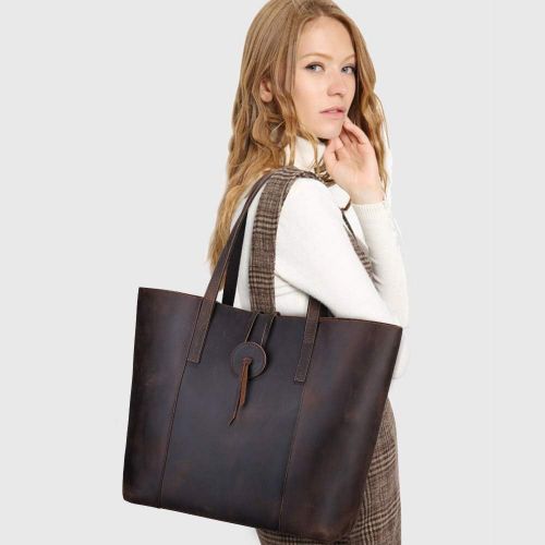  [아마존 핫딜]  [아마존핫딜]S-ZONE Vintage Genuine Leather Tote Bag for Women Large Shoulder Purse Handbag with Removable Pouch Upgraded 3.0 Version