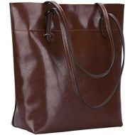 [아마존 핫딜] S-ZONE Vintage Genuine Leather Tote Shoulder Bag Handbag Big Large Capacity Upgraded 2.0