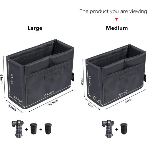  Visit the S-ZONE Store S-ZONE Water Resistant DSLR SLR Camera Insert Bag Inner Case Bag(Medium)