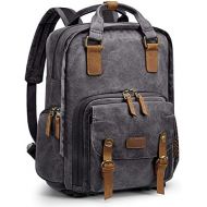 S-ZONE Waterproof Canvas Camera Backpack Case Bag Men Women14 inch Laptop Tripod