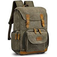 S-ZONE Waterproof Canvas Camera Backpack Case Bag Men Women14 inch Laptop Tripod