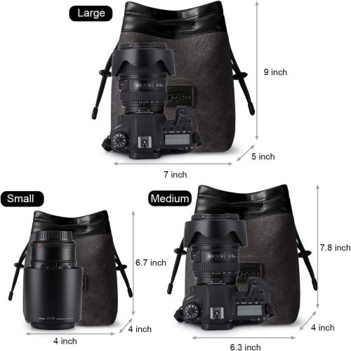  S-ZONE Soft Camera Bag DSLR Insert Handbag Drawstring Lens Case Compatible with Canon Nikon Sony