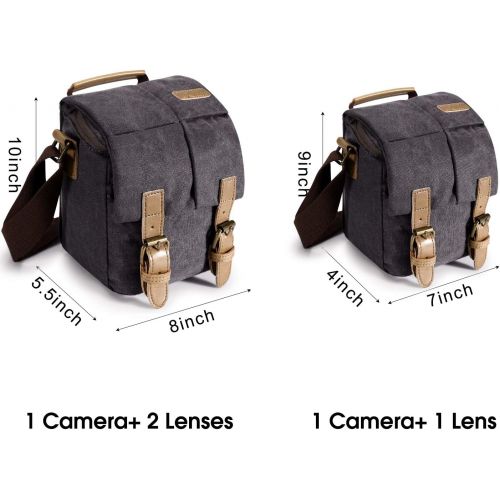  S ZONE Camera Bags for DSLR Vintage Camera Shoulder Bag Canvas Leather Trim Men Women Camera Messenger Bag for Song Canon Nikon