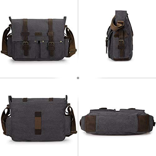  S ZONE Vintage Camera Messenger Bag Leather Canvas DSLR Shoulder Crossbody Bag