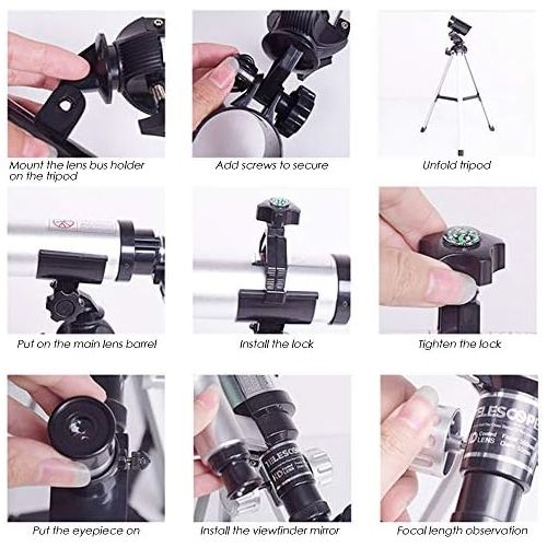  [아마존베스트]SZRWD Beginner telescope, telescope astronomical, refractor, telescope, 360 mm focus, 50 mm diameter, powerful focusing capacity, high resolution, suitable for children and student