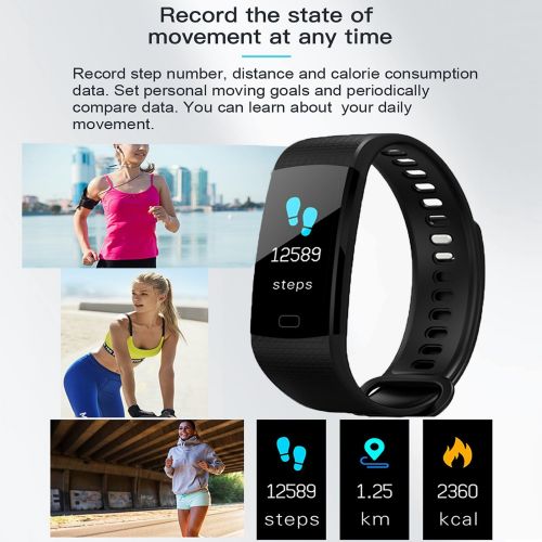  SZSCLMKJ Fitness-Tracker, Smartarmband & Fitnessuhr mit Herzfrequenz, wasserdichtes IP67 & Schwimmtracking, kompatibel mit Bluetooth 4.0 oder hoeher Y5-1