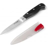 Sabatier Forged Triple-Riveted Stainless Steel Paring Knife with EdgeKeeper Self-Sharpening Sleeve,Black 3.5-Inch