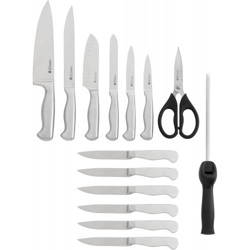  Sabatier 15-Piece Stainless Steel Hollow Handle Knife Block Set, Acacia