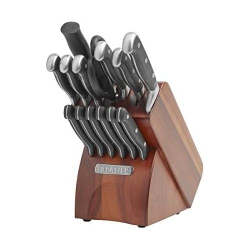  Sabatier 15-Piece Forged Triple-Rivet Knife Block Set with Acacia Block