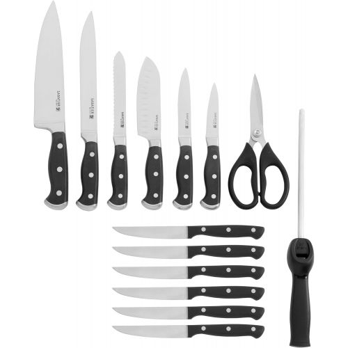  Sabatier 15-Piece Forged Triple-Rivet Knife Block Set with Acacia Block