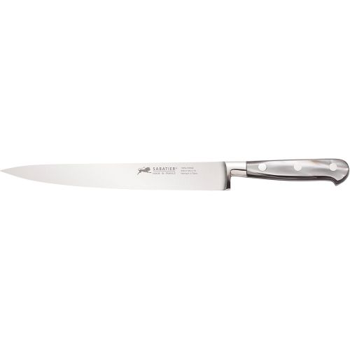  Sabatier 5137482 Triple Rivet Stainless Steel Serrated Bread Knife with Mother of Pearl Inspired Handle, 8-Inch, Silver Gray