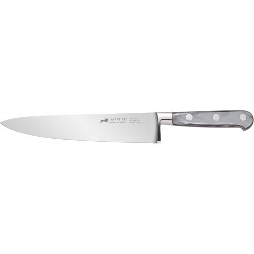  Sabatier 5137482 Triple Rivet Stainless Steel Serrated Bread Knife with Mother of Pearl Inspired Handle, 8-Inch, Silver Gray