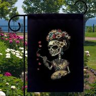 SabellasEmporium Painting Catrina Frida Skull New Small Garden Yard Flag, Day of the Dead