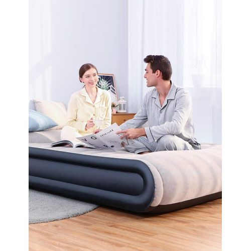  [아마존 핫딜]  [아마존핫딜]Sable Air Mattresses Queen Size Inflatable Air Bed with Built-in Electric Pump & Storage Bag, Comfortable for Camping Travelling or Overnight Guests, Height 17